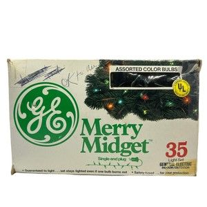 Vintage General Electric Merry Midget Assorted Color Bulbs 35 Light Set WORKS